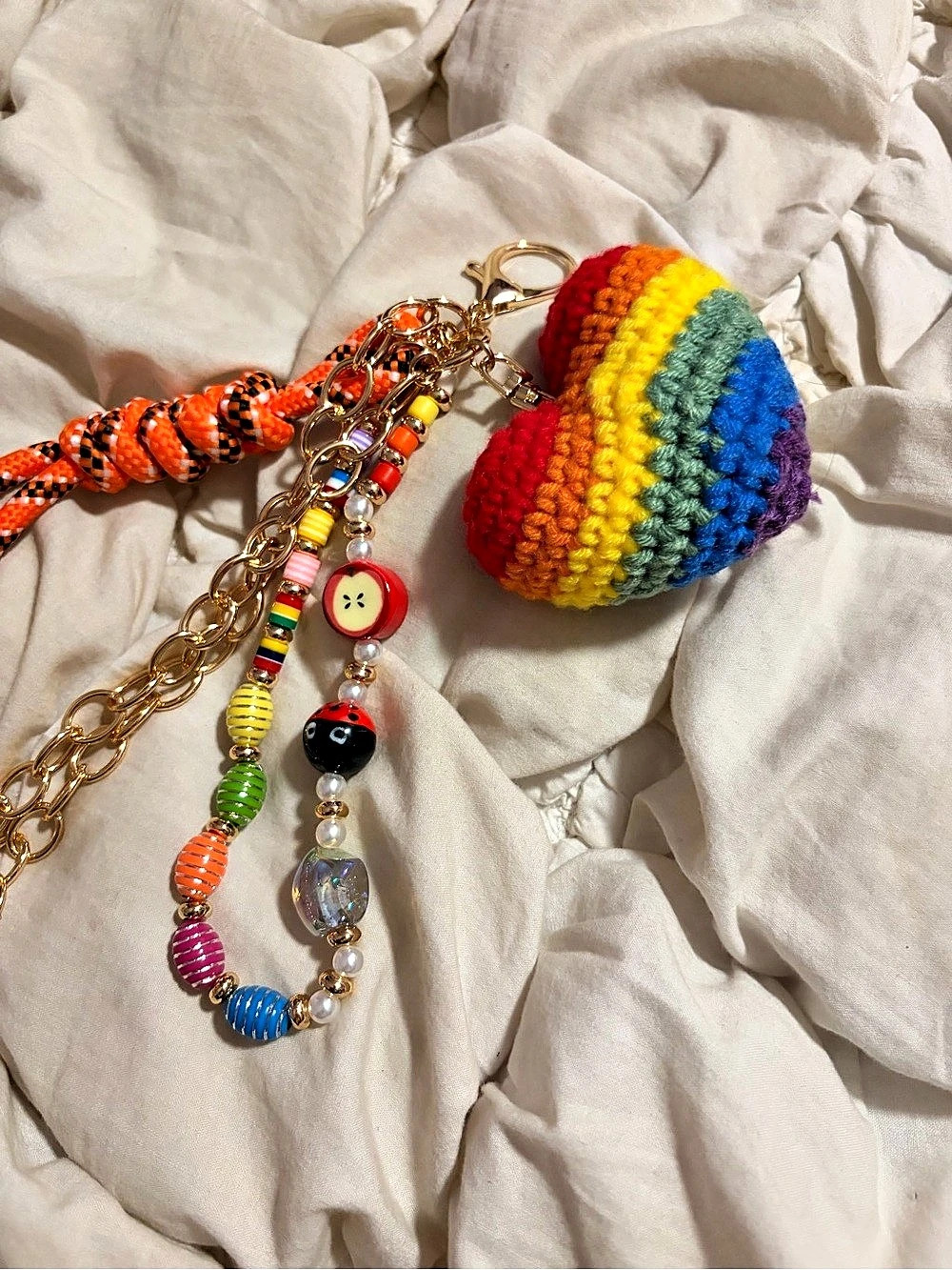 Multicolor Beaded Charm Keychain - Picture 2 of 2